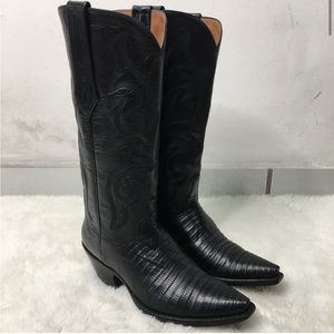 JB Hill Women’s Black Lizard & Kangaroo Boots (Size 6.5)